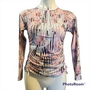 CALIA striped 1/4 zip up track style pullover